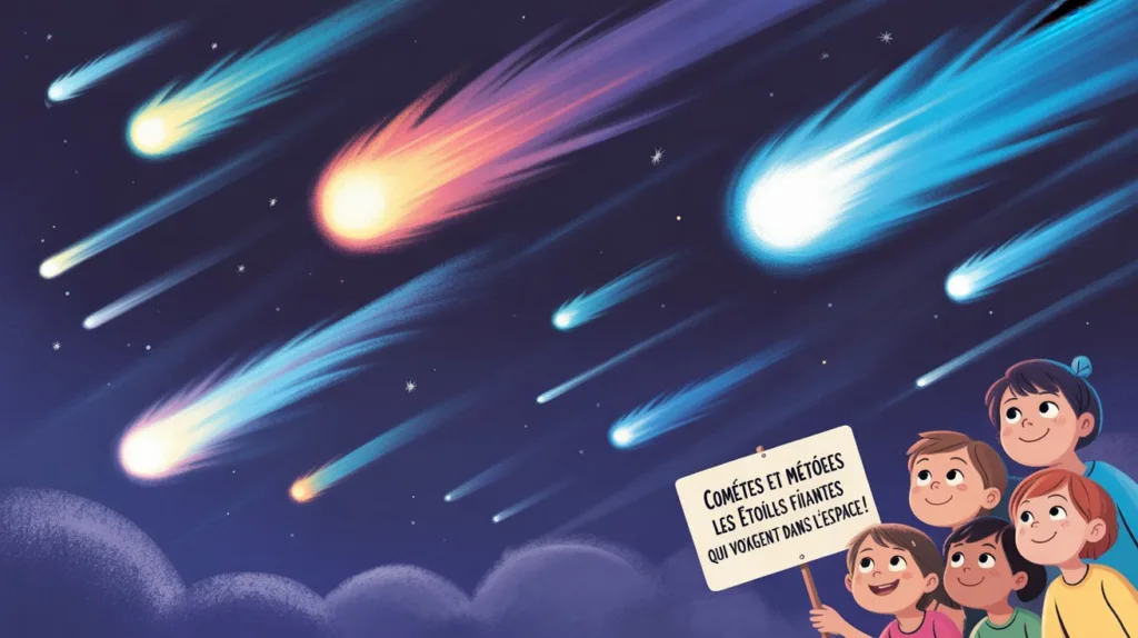 Comètes et Météores : Les Étoiles Filantes qui Voyageent dans l'Espace !